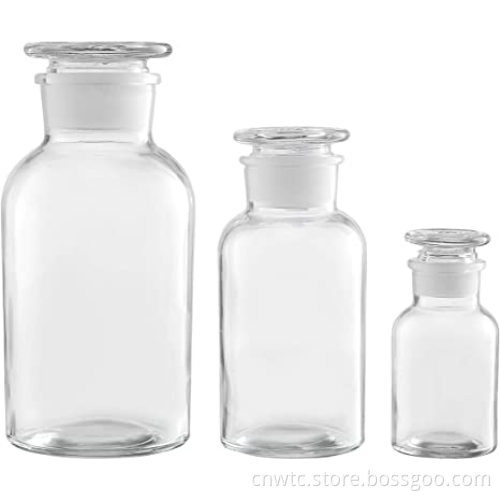 Glass Reagent Bottles in Various Sizes: 60ml, 125ml, 250ml, 500ml, 1000ml - Clear Amber Laboratory Wide Mouth